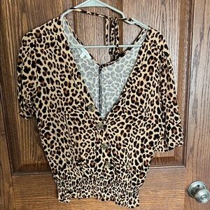 Maurices Leopard Print Blouse with Button Detail